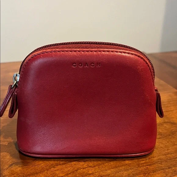 Coach Vintage Cherry Red Leather Mini Pouch Beautiful - Picture 7 of 11